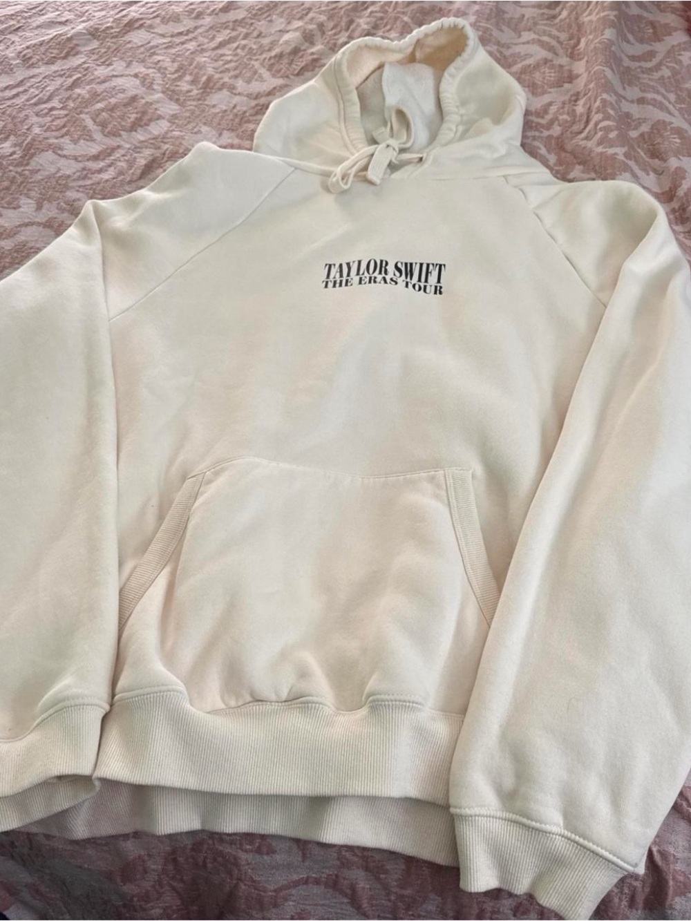 Taylor Swift Cream Pullover Hoodie with Black Logo